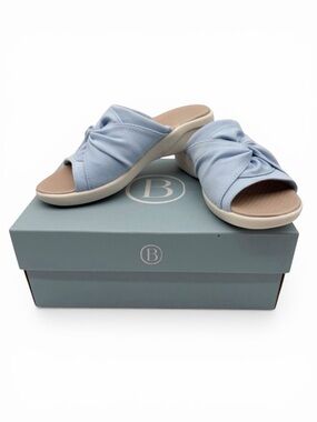 LifeStride BZees Cherish Comfort Peep Toe Slide Sandals Washable Blue 6 NEW